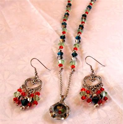 Multi Colored Motion Pendant Jewelry Set by Ang's Divine Designs