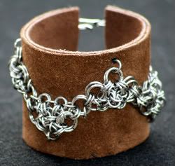 Brown Chainmaille Cuff - SilverLinedDesigns