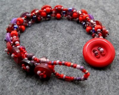 Purple and Red Button Embellished Bracelet by randomcreative