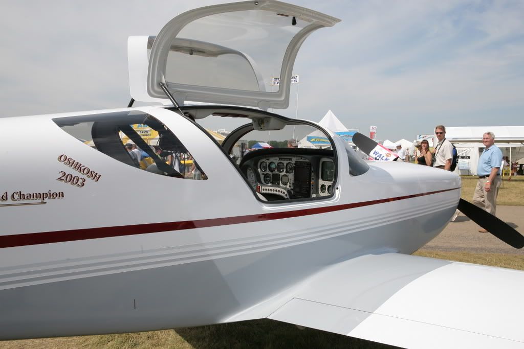 Inside the cockpit of a Glasair on the ground at the show