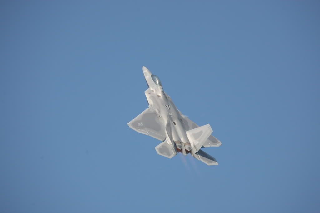 Top of F-22 Raptor while in near vertical climb