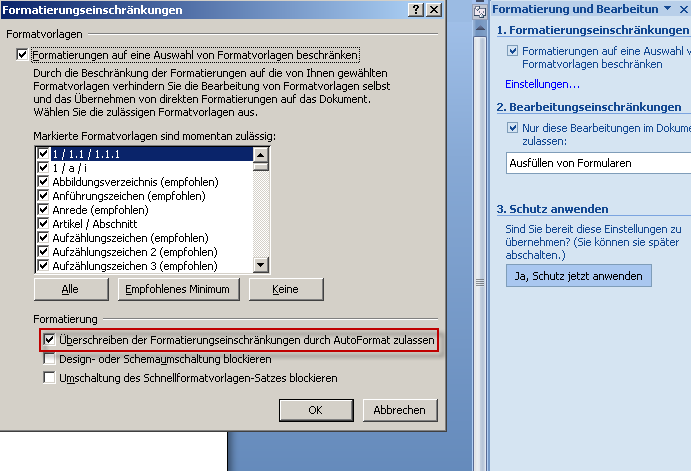 Word 2007 Geschutzter Bereich Rechtschreibung Ms Office Forum