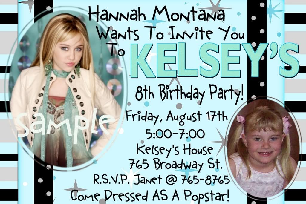 Hannah Montana Birthday Party Invitations Tickets On Popscreen