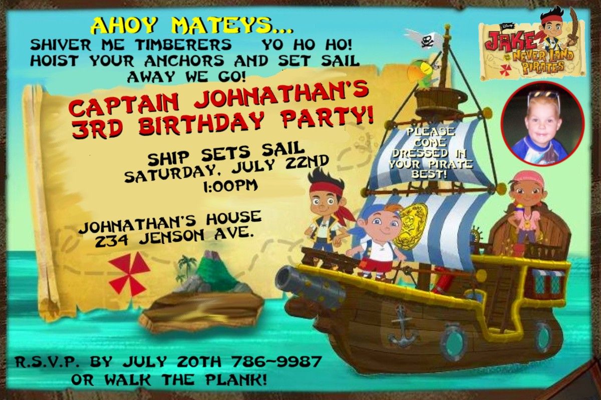 Jack And The Never Land Pirates Themed Invitation Wording