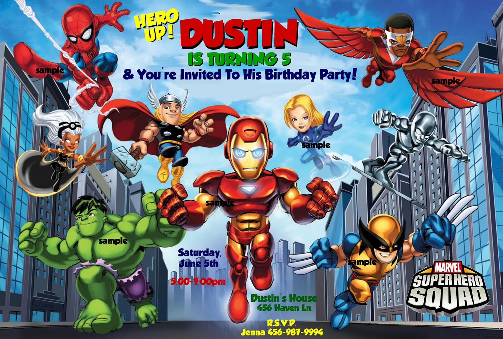 SUPER HERO SQUAD Birthday Invitations- Spiderman,hulk | eBay