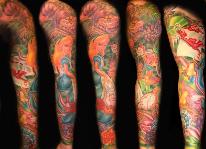 Colorful Hand Full Tattoo Alice in Wonderland Collections