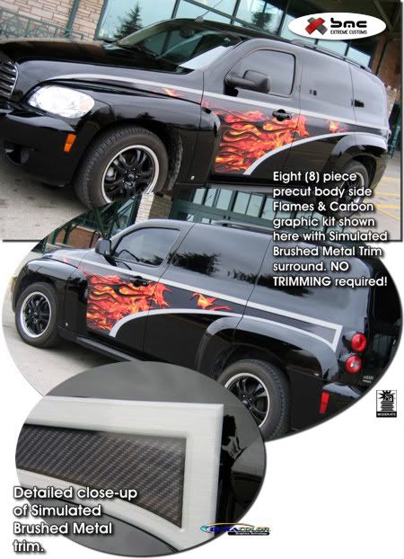 Chevrolet HHR Body Side Flames &amp; Carbon Graphic Kit 1