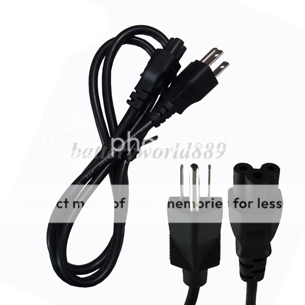 US 3 Prong Laptop AC Adapter Power Cord Plug Cable Lead