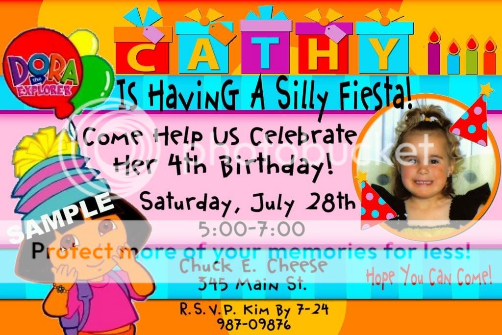 Princess Dora the Explorer Birthday Invitations  