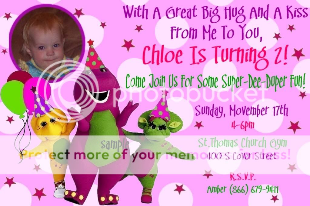 BARNEY Birthday Party Invitations POOL PARTY  Photo  