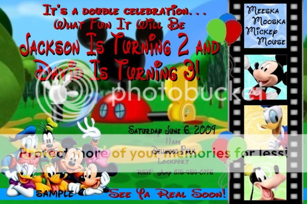 MINNIE & MICKEY MOUSE CLUBHOUSE Birthday Invitations  