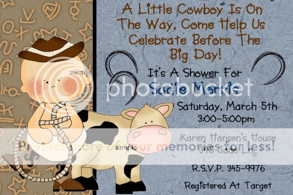 COWGIRL  BABY SHOWER Invitations  Western, Cowboy  