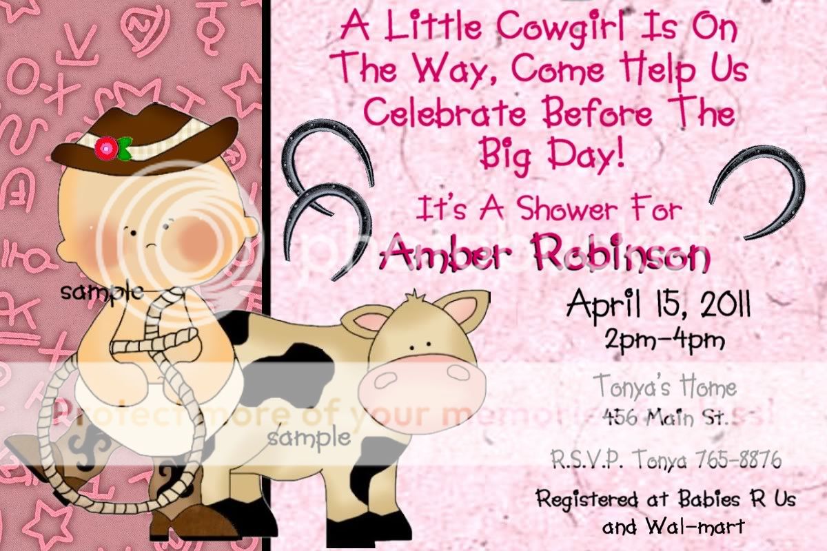 COWGIRL  BABY SHOWER Invitations  Western, Cowboy  