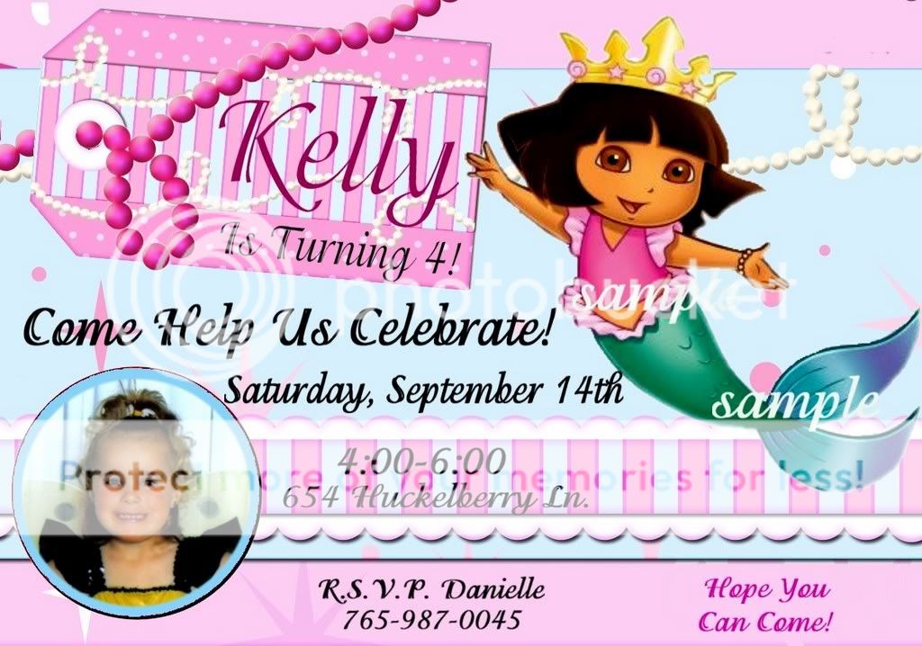 Princess Dora The Explorer Birthday Invitations