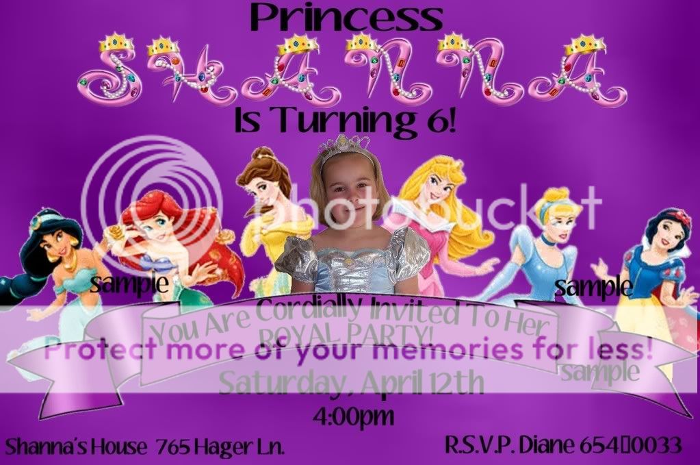 Disney PRINCESS Birthday Party Invitations  Ticket  