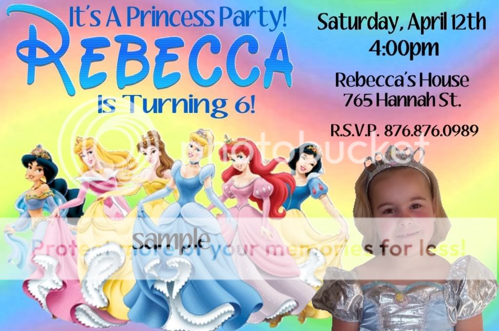 Disney PRINCESS Birthday Party Invitations  Ticket  