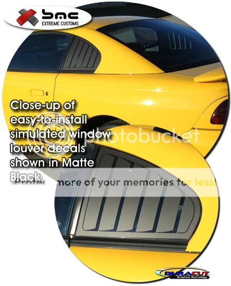   window louver decal set for 1994 1998 ford mustang coupe convertible